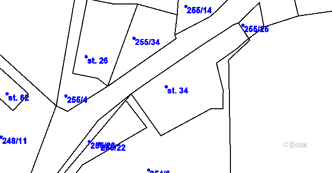 Parcela st. 34 v KÚ Dolní Vestec, Katastrální mapa