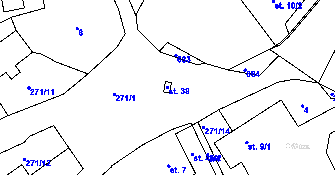 Parcela st. 38 v KÚ Dolní Vestec, Katastrální mapa