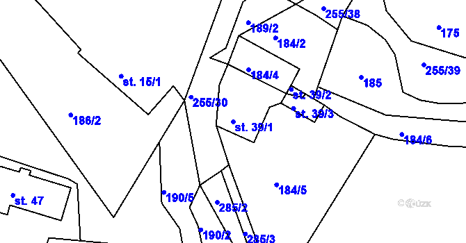 Parcela st. 39/1 v KÚ Dolní Vestec, Katastrální mapa