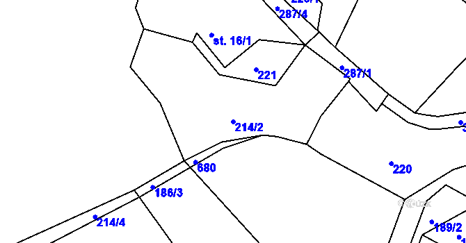 Parcela st. 214/2 v KÚ Dolní Vestec, Katastrální mapa