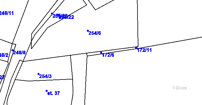 Parcela st. 172/6 v KÚ Dolní Vestec, Katastrální mapa