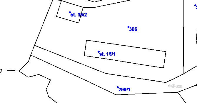 Parcela st. 15/1 v KÚ Kocourov u Slavíkova, Katastrální mapa