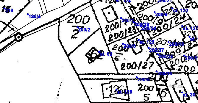 Parcela st. 62 v KÚ Kocourov u Slavíkova, Katastrální mapa