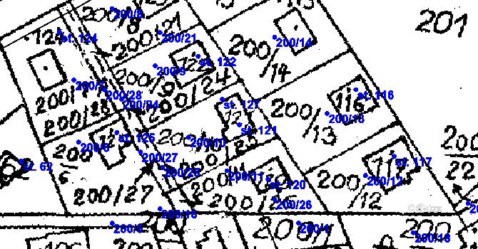 Parcela st. 121 v KÚ Kocourov u Slavíkova, Katastrální mapa