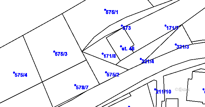 Parcela st. 171/8 v KÚ Rovný, Katastrální mapa