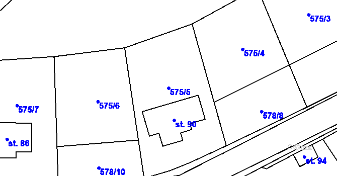Parcela st. 575/5 v KÚ Rovný, Katastrální mapa