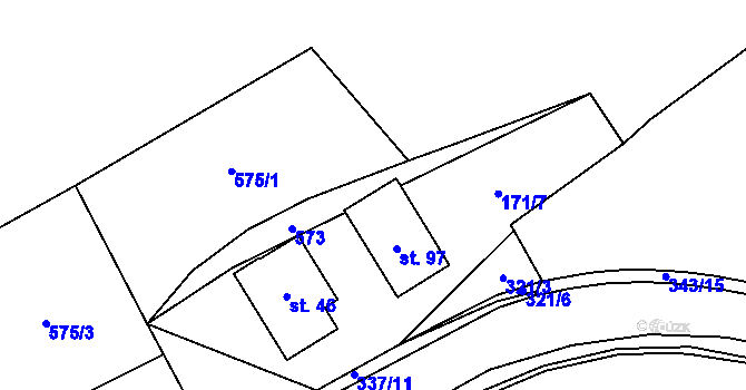 Parcela st. 98 v KÚ Rovný, Katastrální mapa