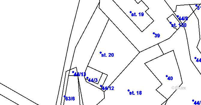 Parcela st. 20 v KÚ Slavíkov u Chotěboře, Katastrální mapa