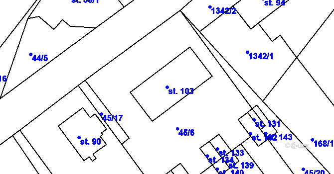 Parcela st. 103 v KÚ Slavíkov u Chotěboře, Katastrální mapa