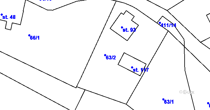 Parcela st. 63/2 v KÚ Slavíkov u Chotěboře, Katastrální mapa