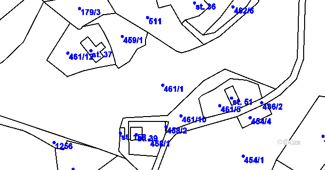 Parcela st. 461/1 v KÚ Slavíkov u Chotěboře, Katastrální mapa