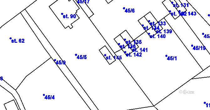 Parcela st. 145 v KÚ Slavíkov u Chotěboře, Katastrální mapa