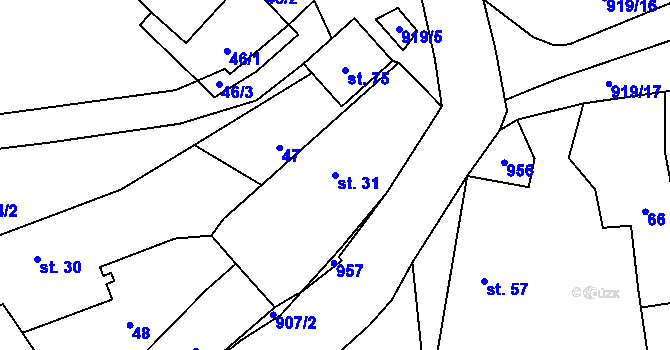 Parcela st. 31 v KÚ Slavíkovice, Katastrální mapa