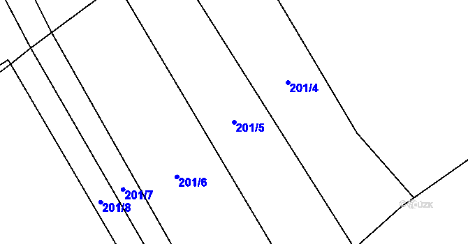 Parcela st. 201/5 v KÚ Slavíkovice, Katastrální mapa