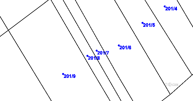 Parcela st. 201/7 v KÚ Slavíkovice, Katastrální mapa