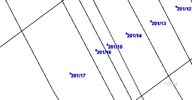 Parcela st. 201/16 v KÚ Slavíkovice, Katastrální mapa