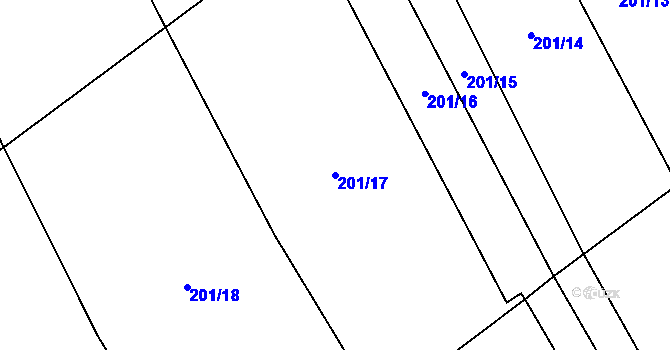 Parcela st. 201/17 v KÚ Slavíkovice, Katastrální mapa