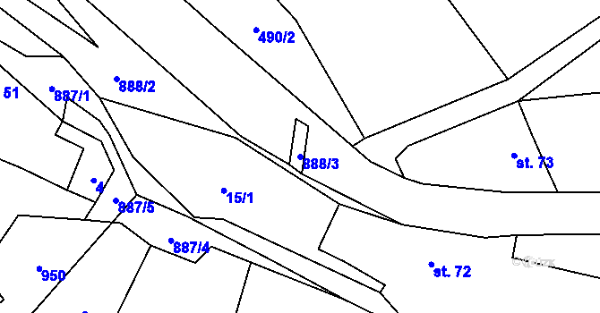 Parcela st. 888/3 v KÚ Slavíkovice, Katastrální mapa