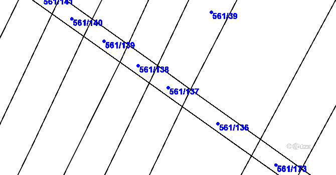 Parcela st. 561/137 v KÚ Slavíkovice u Jemnice, Katastrální mapa