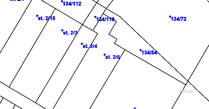 Parcela st. 2/5 v KÚ Slavíkovice u Jemnice, Katastrální mapa