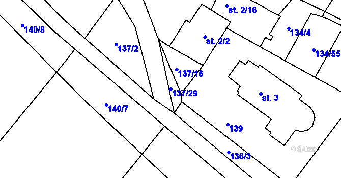 Parcela st. 137/29 v KÚ Slavíkovice u Jemnice, Katastrální mapa