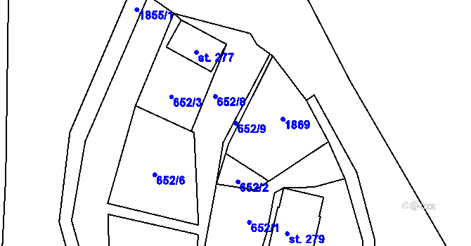 Parcela st. 652/9 v KÚ Větřní-Kaliště, Katastrální mapa