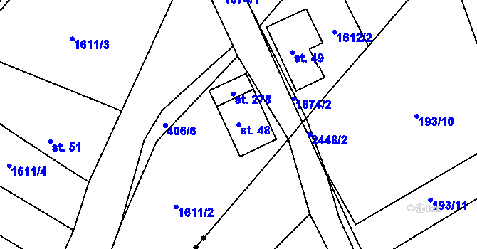 Parcela st. 48 v KÚ Větřní-Kaliště, Katastrální mapa
