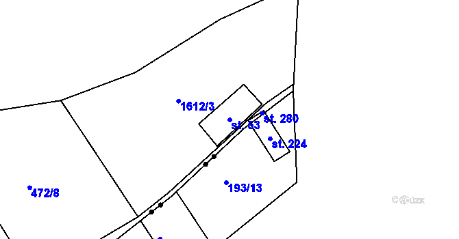 Parcela st. 53 v KÚ Větřní-Kaliště, Katastrální mapa