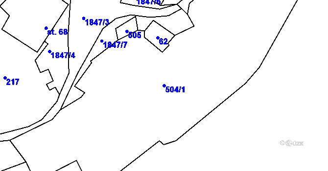 Parcela st. 504/1 v KÚ Větřní-Kaliště, Katastrální mapa