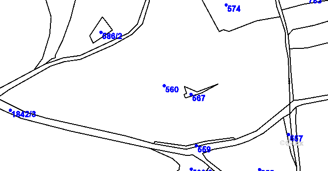 Parcela st. 560 v KÚ Větřní-Kaliště, Katastrální mapa
