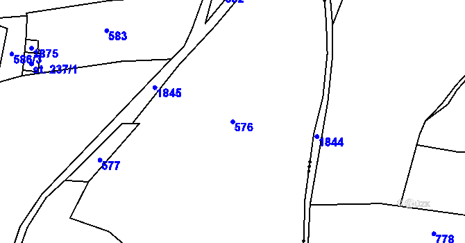 Parcela st. 576 v KÚ Větřní-Kaliště, Katastrální mapa