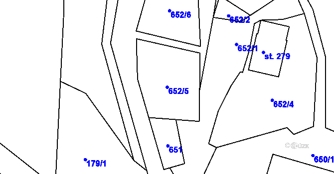 Parcela st. 652/5 v KÚ Větřní-Kaliště, Katastrální mapa