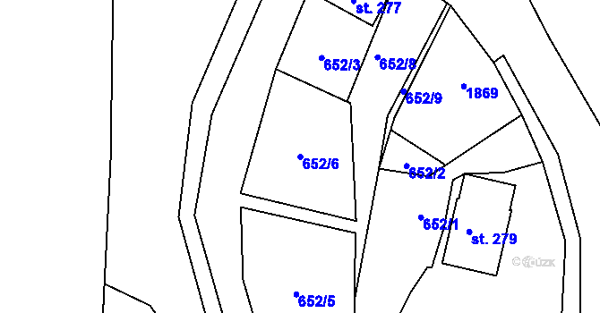 Parcela st. 652/6 v KÚ Větřní-Kaliště, Katastrální mapa