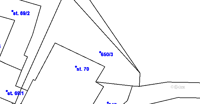 Parcela st. 650/3 v KÚ Větřní-Kaliště, Katastrální mapa