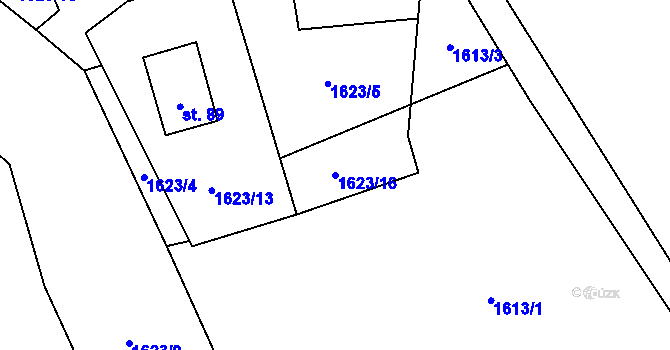 Parcela st. 1623/16 v KÚ Slavkov u Českého Krumlova, Katastrální mapa