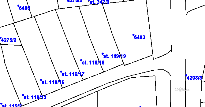 Parcela st. 119/19 v KÚ Slavkov u Uherského Brodu, Katastrální mapa