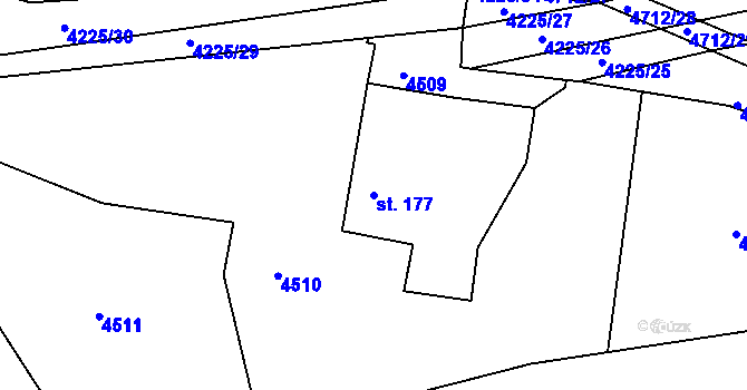 Parcela st. 177 v KÚ Slavkov u Uherského Brodu, Katastrální mapa
