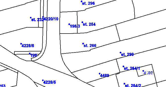 Parcela st. 266 v KÚ Slavkov u Uherského Brodu, Katastrální mapa