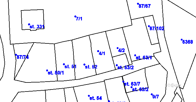 Parcela st. 4/1 v KÚ Slavkov u Uherského Brodu, Katastrální mapa