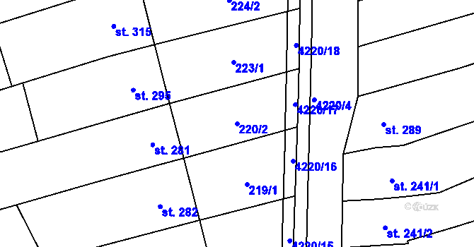 Parcela st. 220/2 v KÚ Slavkov u Uherského Brodu, Katastrální mapa