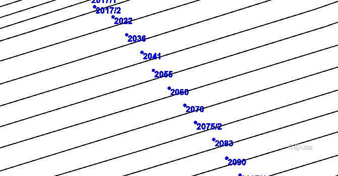 Parcela st. 2060 v KÚ Slavkov u Uherského Brodu, Katastrální mapa