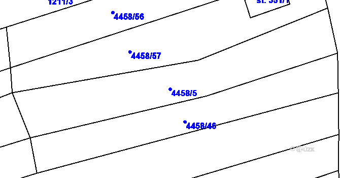 Parcela st. 4458/5 v KÚ Slavkov u Uherského Brodu, Katastrální mapa