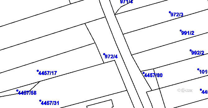 Parcela st. 972/4 v KÚ Slavkov u Uherského Brodu, Katastrální mapa