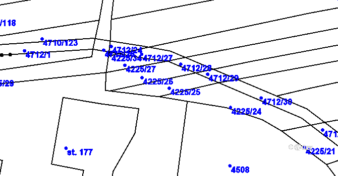 Parcela st. 4225/25 v KÚ Slavkov u Uherského Brodu, Katastrální mapa