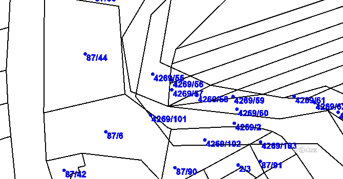 Parcela st. 4269/57 v KÚ Slavkov u Uherského Brodu, Katastrální mapa