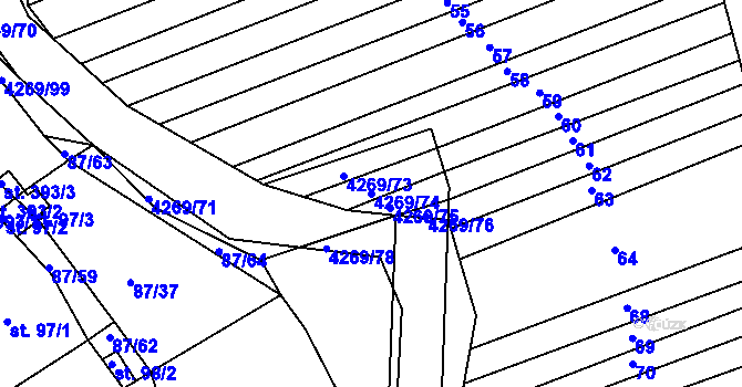 Parcela st. 4269/74 v KÚ Slavkov u Uherského Brodu, Katastrální mapa