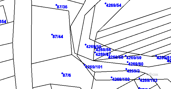 Parcela st. 4269/55 v KÚ Slavkov u Uherského Brodu, Katastrální mapa