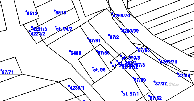 Parcela st. 87/60 v KÚ Slavkov u Uherského Brodu, Katastrální mapa