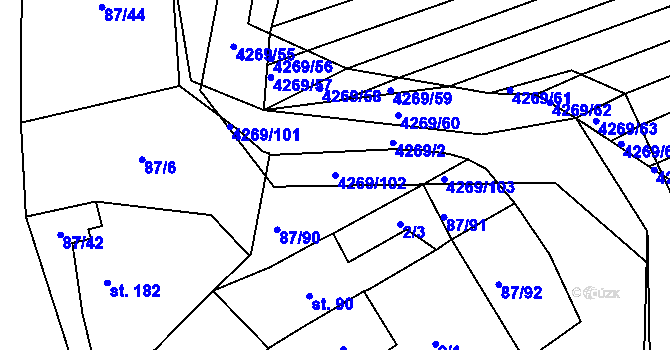 Parcela st. 4269/102 v KÚ Slavkov u Uherského Brodu, Katastrální mapa