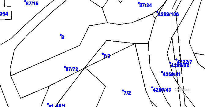 Parcela st. 7/3 v KÚ Slavkov u Uherského Brodu, Katastrální mapa